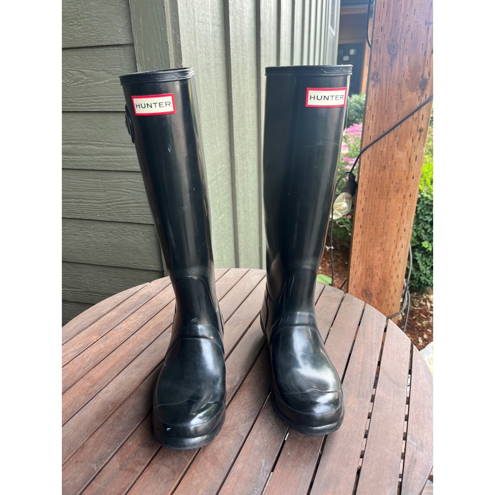 Hunter Original Tall Gloss Rain Boots Womens 6 Black Waterproof WFT1000RGL - Picture 3 of 11